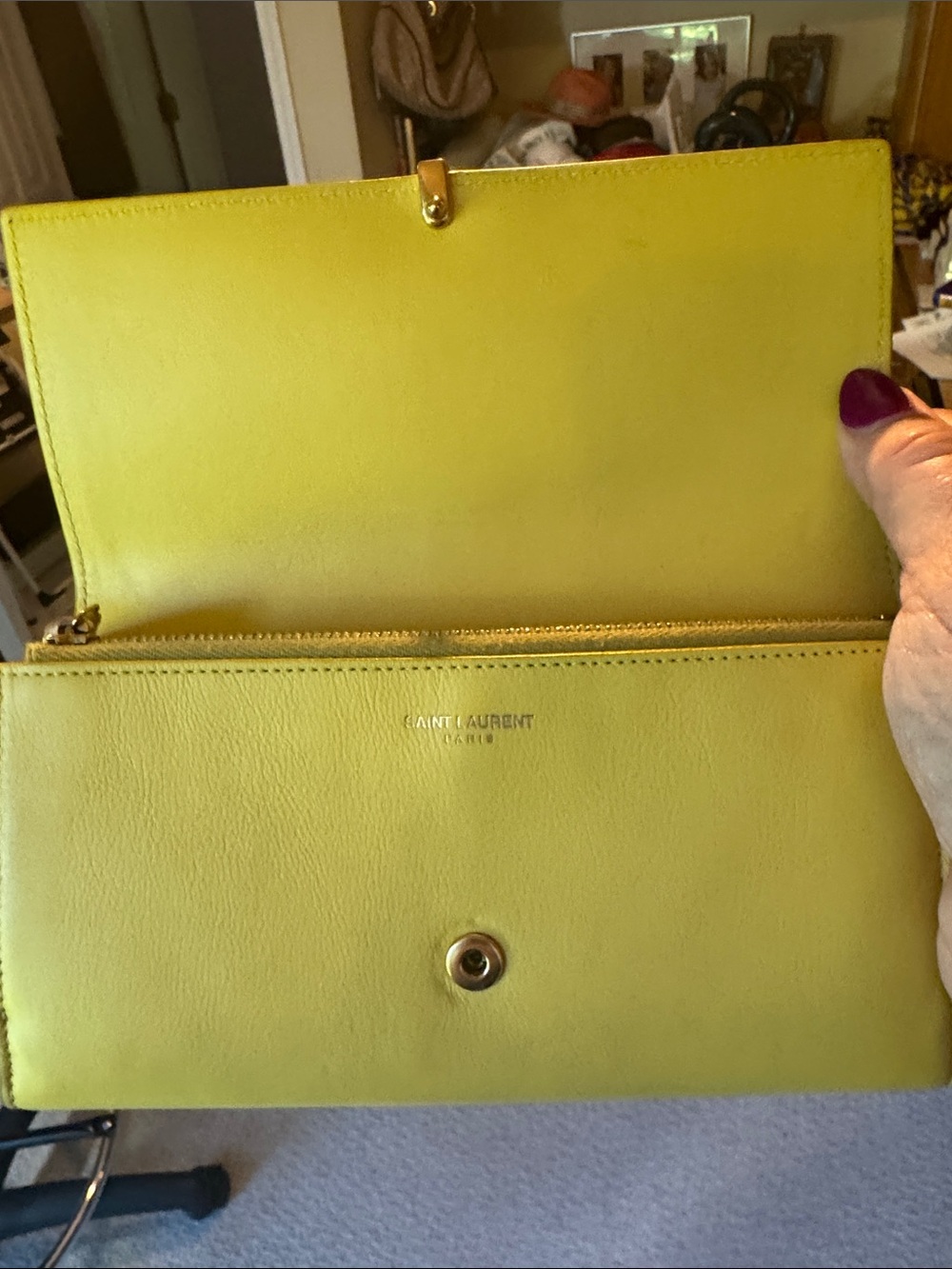 Yves Saint Laurent Yellow Leather Y Ligne Long Wallet with dustbag - Picture 5 of 16